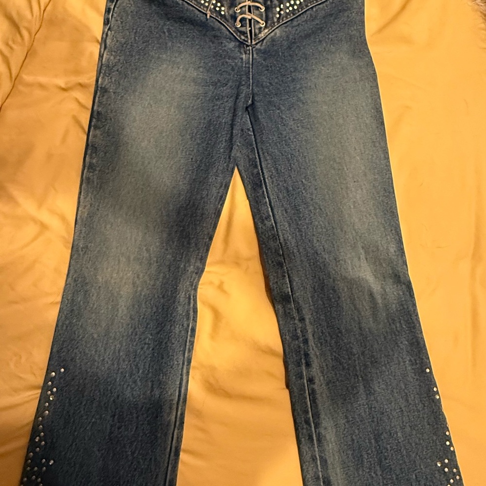 Vintage Moda International one of a kind Women's Blue Jeans with Studded Details